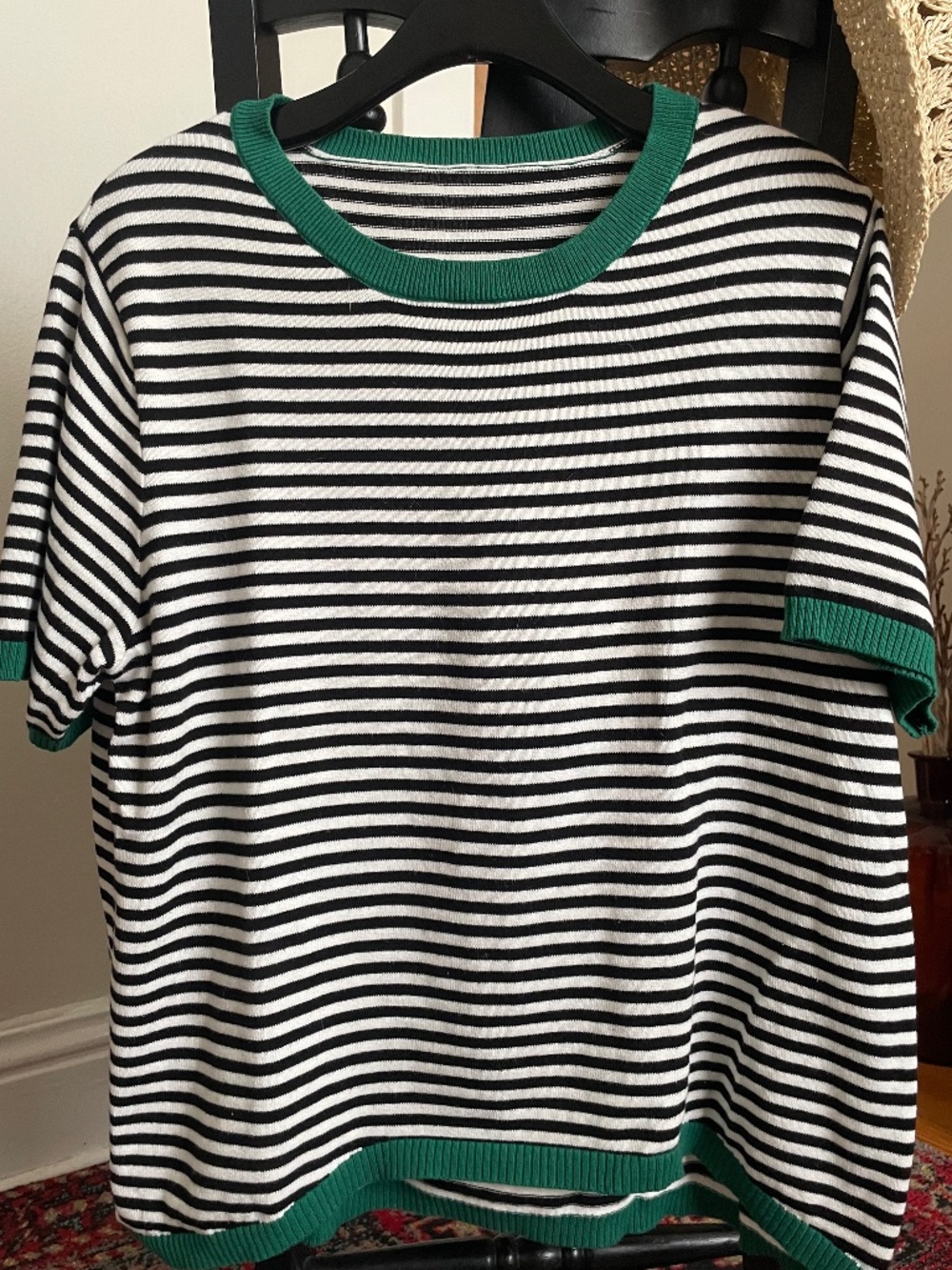 Short Sleeved Striped Sweater